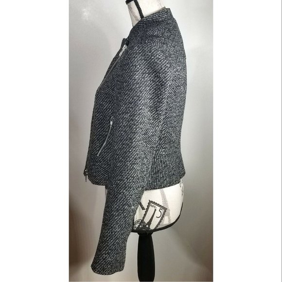 Theory Kinde Women's Tweed Zip-Front Jacket, Black Size 4 Pre-owned - Picture 5 of 8